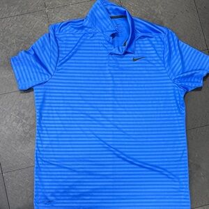 Nike Men's Blue Striped Polo Shirt XL Golf